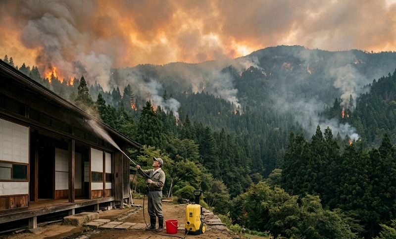 カッティングエッジ 木材家屋を大規模火災や山火事から守る、日本の知恵と技術を用いた「不燃材料」を使った延焼防止剤ファイアーブロッカー