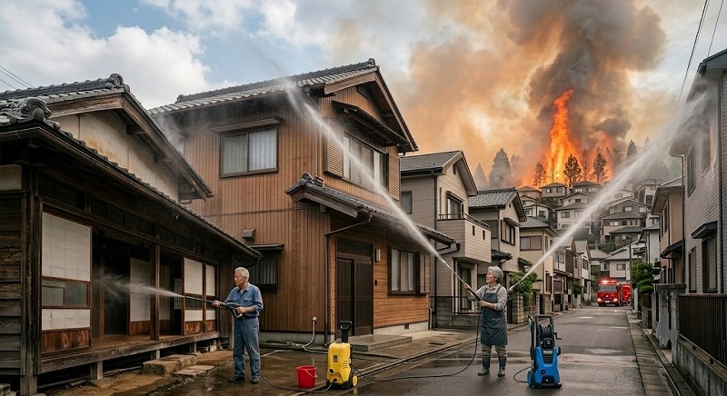 カッティングエッジ 木材家屋を大規模火災や山火事から守る、日本の知恵と技術を用いた「不燃材料」を使った延焼防止剤ファイアーブロッカー