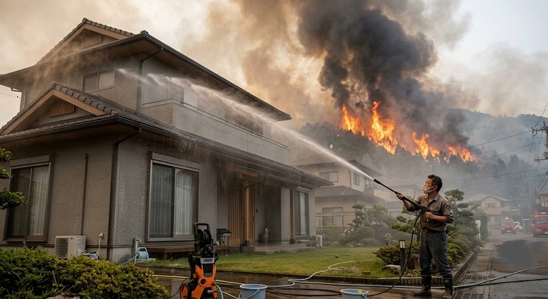 カッティングエッジ 木材家屋を大規模火災や山火事から守る、日本の知恵と技術を用いた「不燃材料」を使った延焼防止剤ファイアーブロッカー