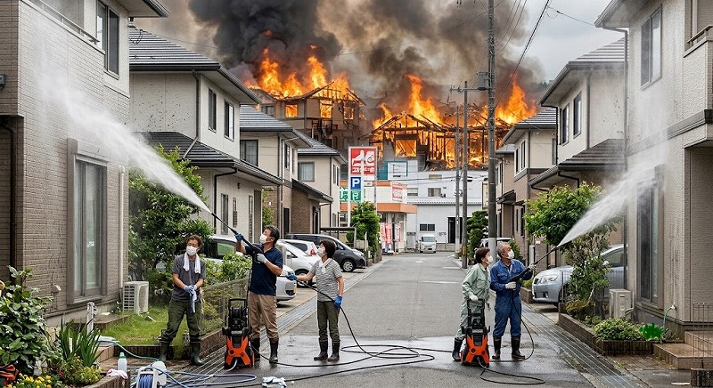 カッティングエッジ 木材家屋を大規模火災や山火事から守る、日本の知恵と技術を用いた「不燃材料」を使った延焼防止剤ファイアーブロッカー