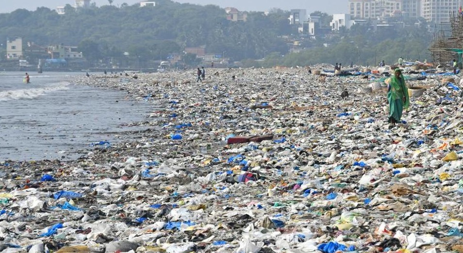 Plastic waste beach